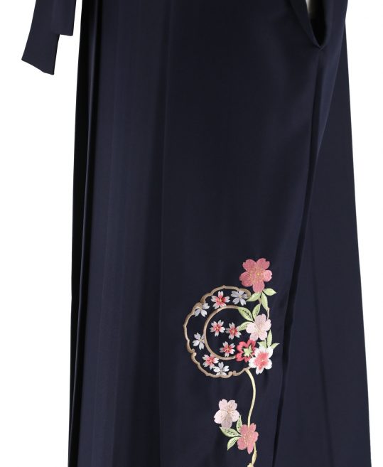 卒業式袴単品レンタル[刺繍]紺色に桜刺繍[身長148-152cm]No.814